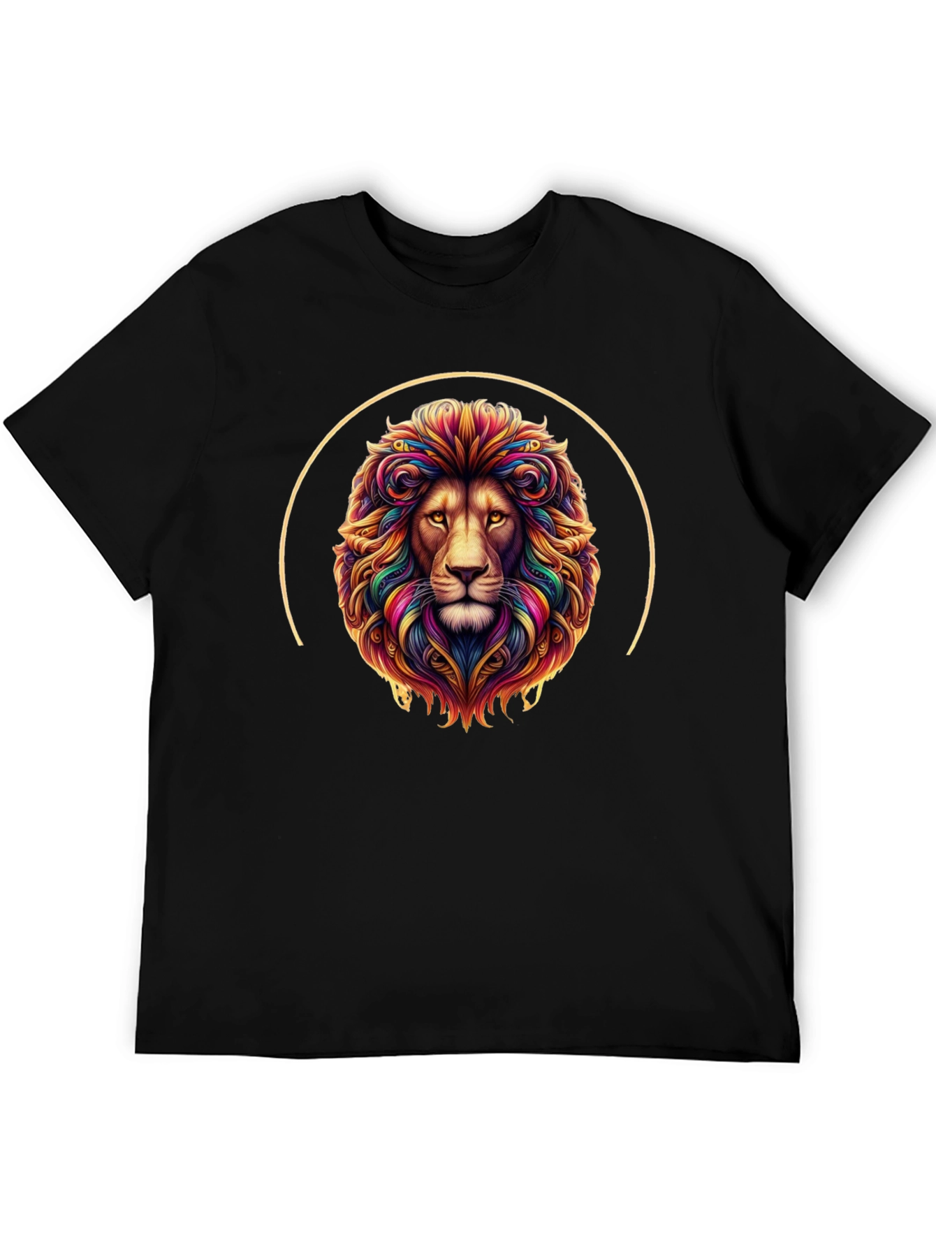 Vibrant Lion Graphic Tee - Black