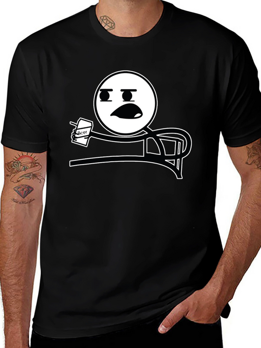 Funny Meme T-Shirt - Stick Figure Drinking Beer Tee