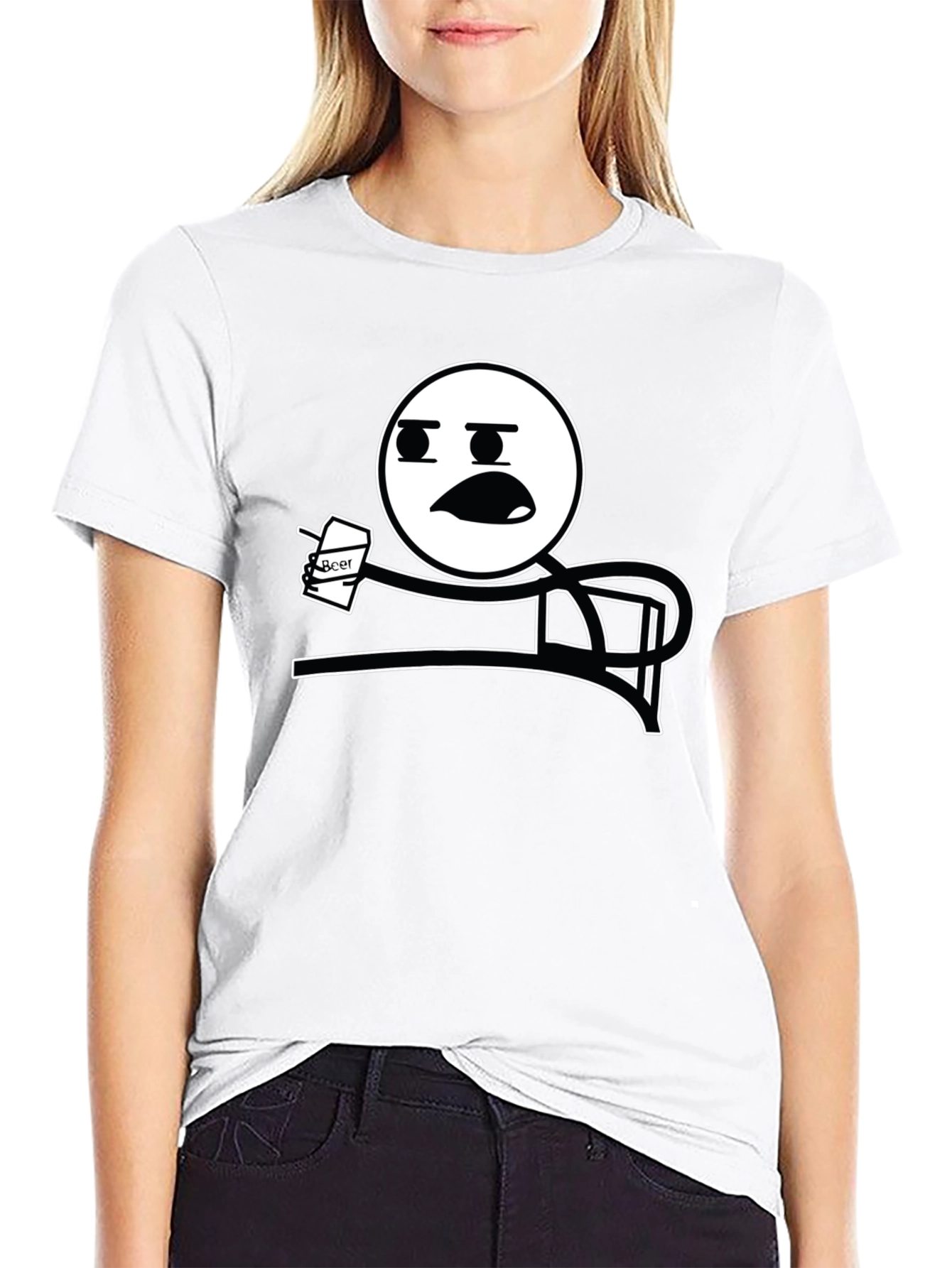 Funny Meme T-Shirt - Stick Figure Drinking Beer Tee