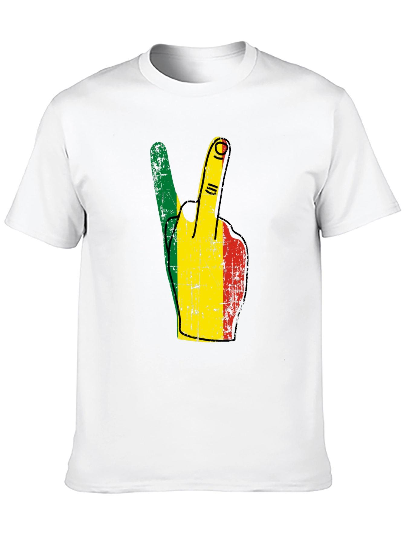 Rasta Peace Sign Graphic T-Shirt - Black