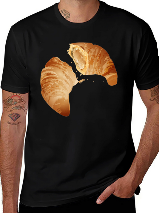 Croissant Graphic Tee - Black Crew Neck