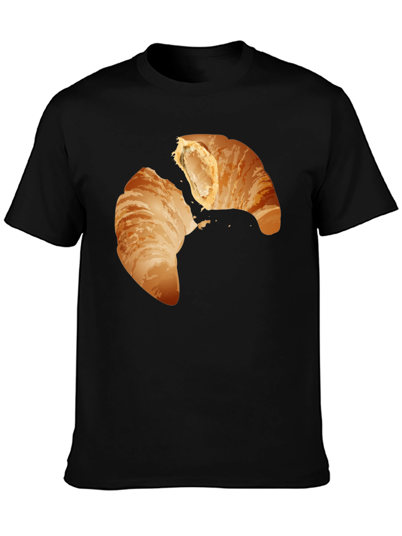 Croissant Graphic Tee - Black Crew Neck