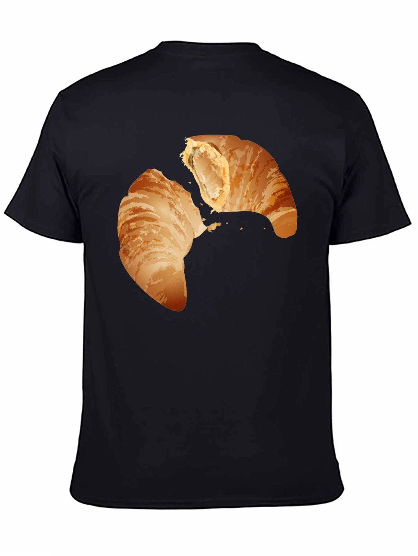 Croissant Graphic Tee - Black Crew Neck