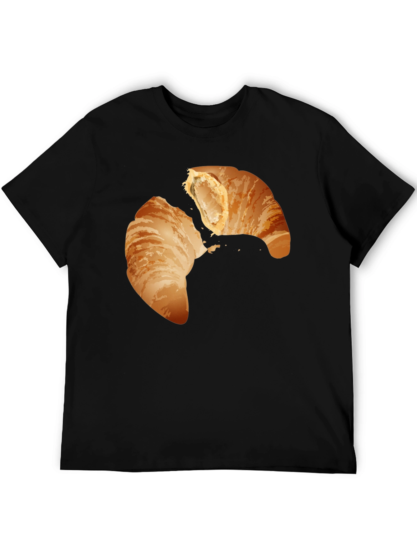 Croissant Graphic Tee - Black Crew Neck