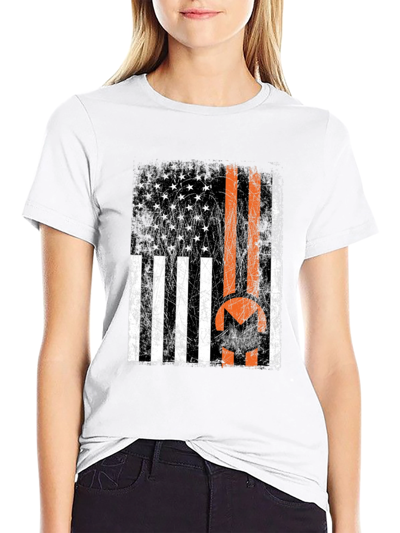 Monero USA Flag Black T-Shirt