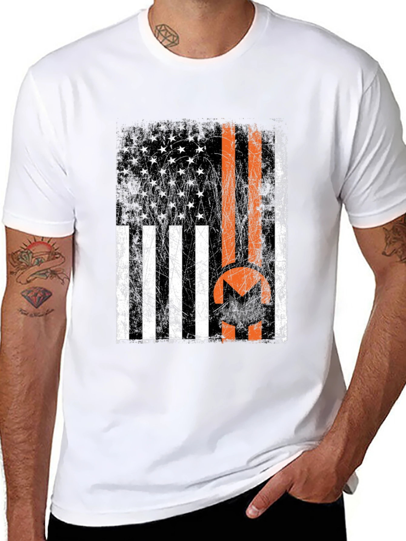 Monero USA Flag Black T-Shirt