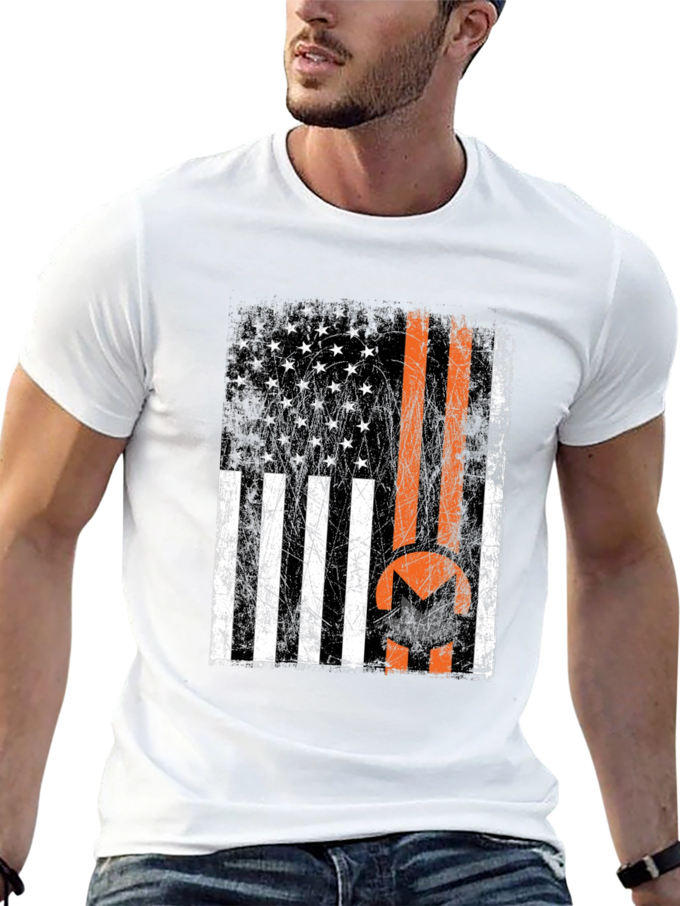 Monero USA Flag Black T-Shirt