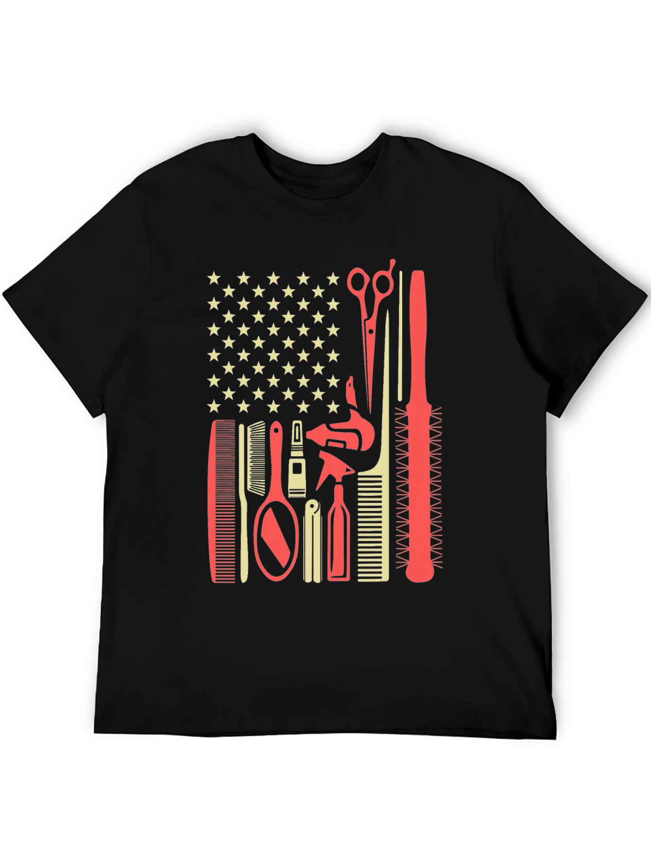 Barber Tools American Flag T-Shirt