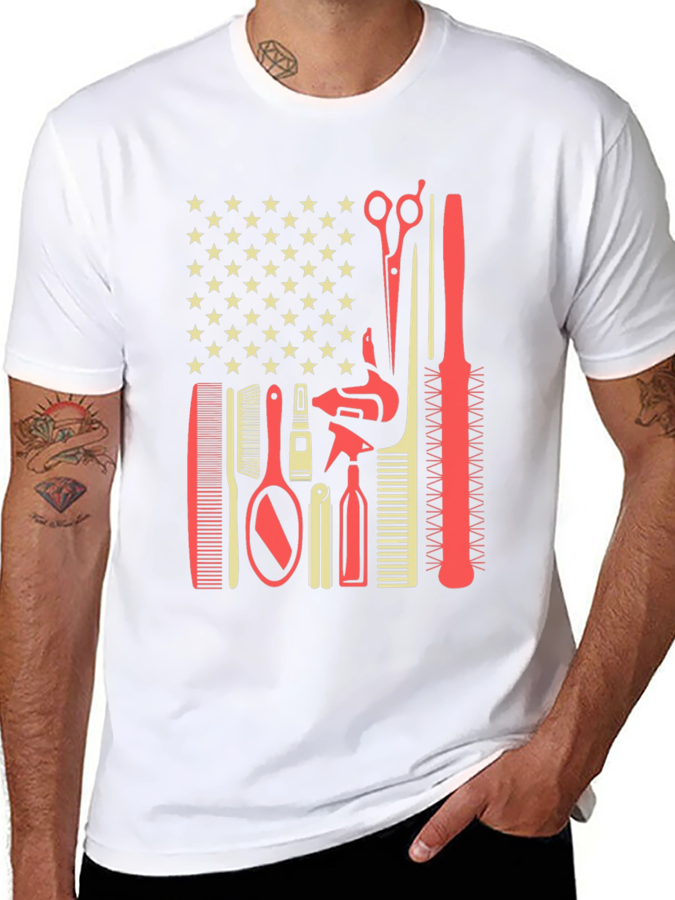 Barber Tools American Flag T-Shirt
