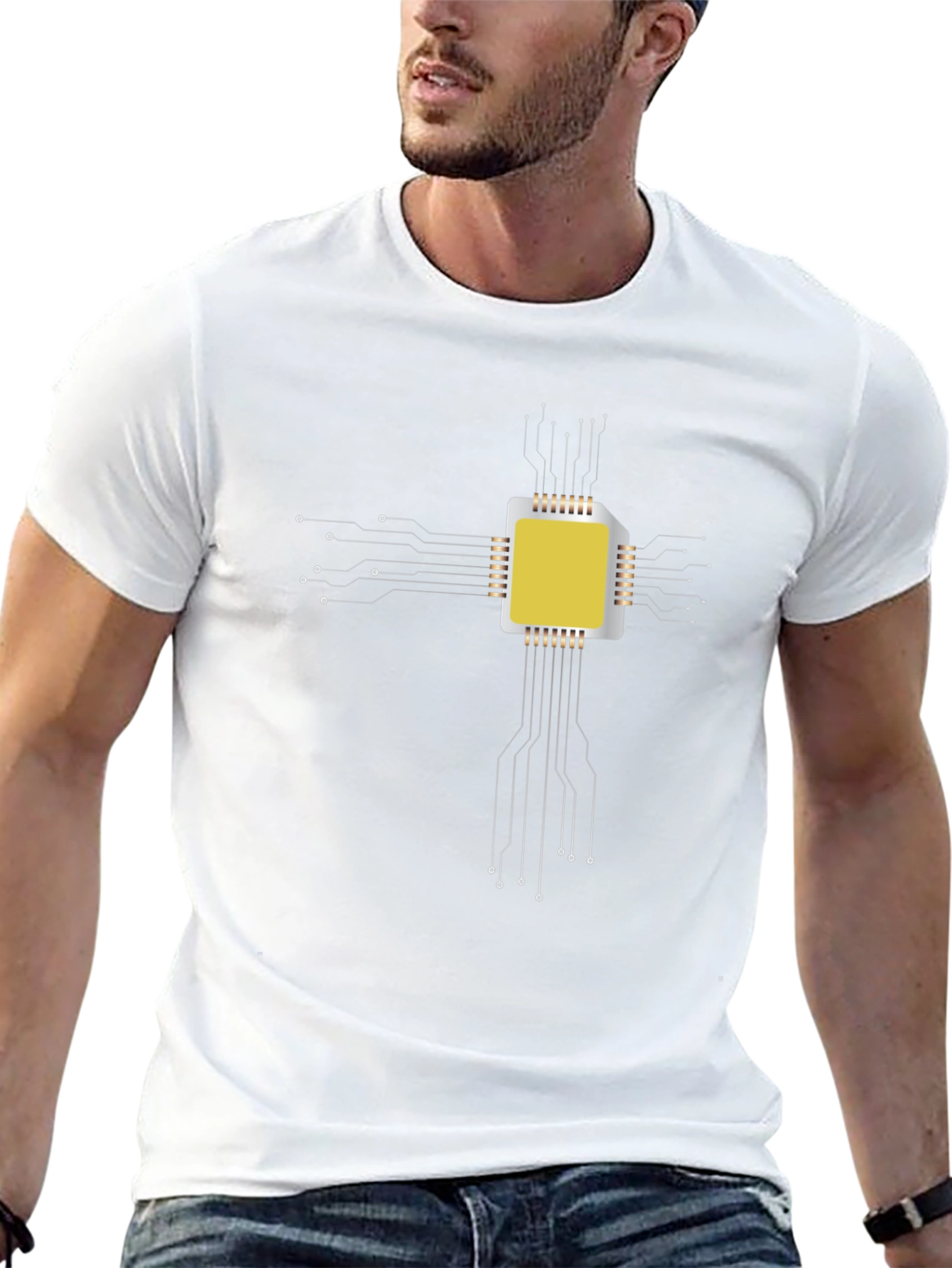 Tech Circuit Board Graphic Black T-Shirt