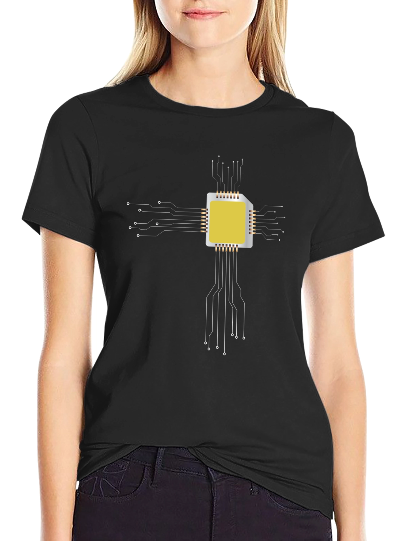 Tech Circuit Board Graphic Black T-Shirt