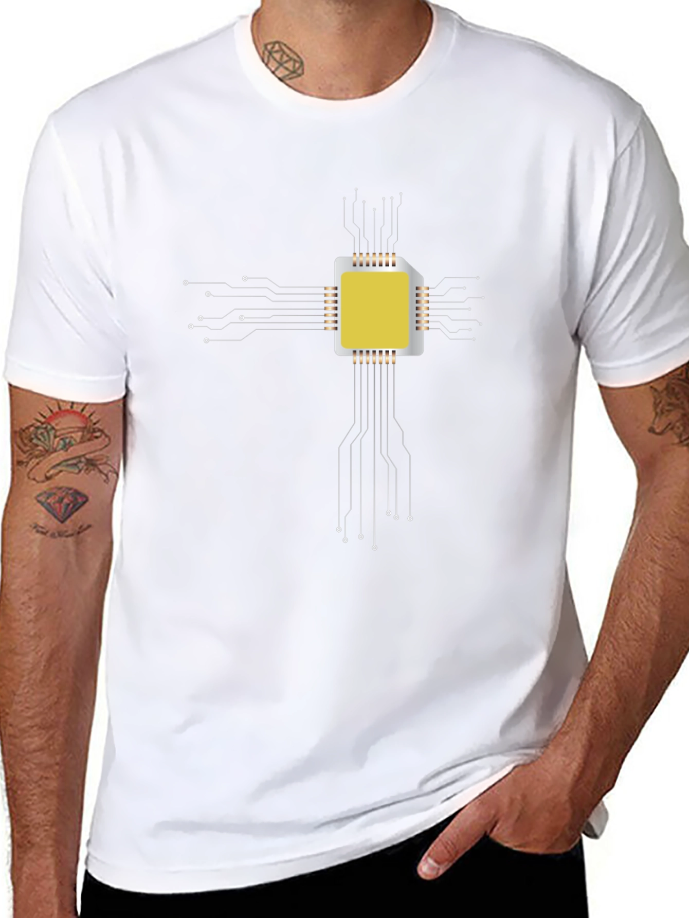 Tech Circuit Board Graphic Black T-Shirt
