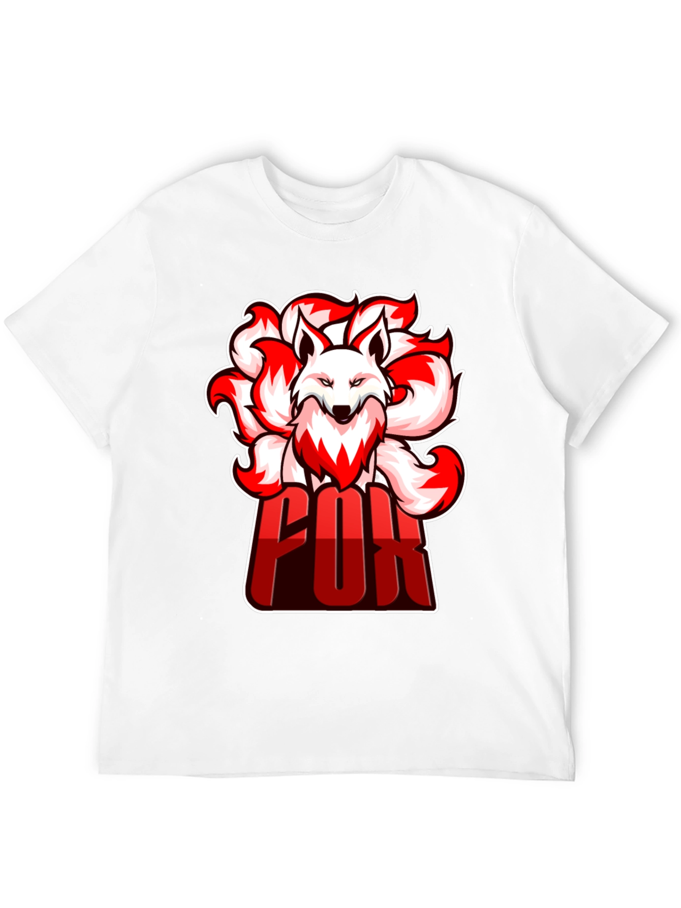 Cool Nine-Tailed Fox Graphic Tee - Black