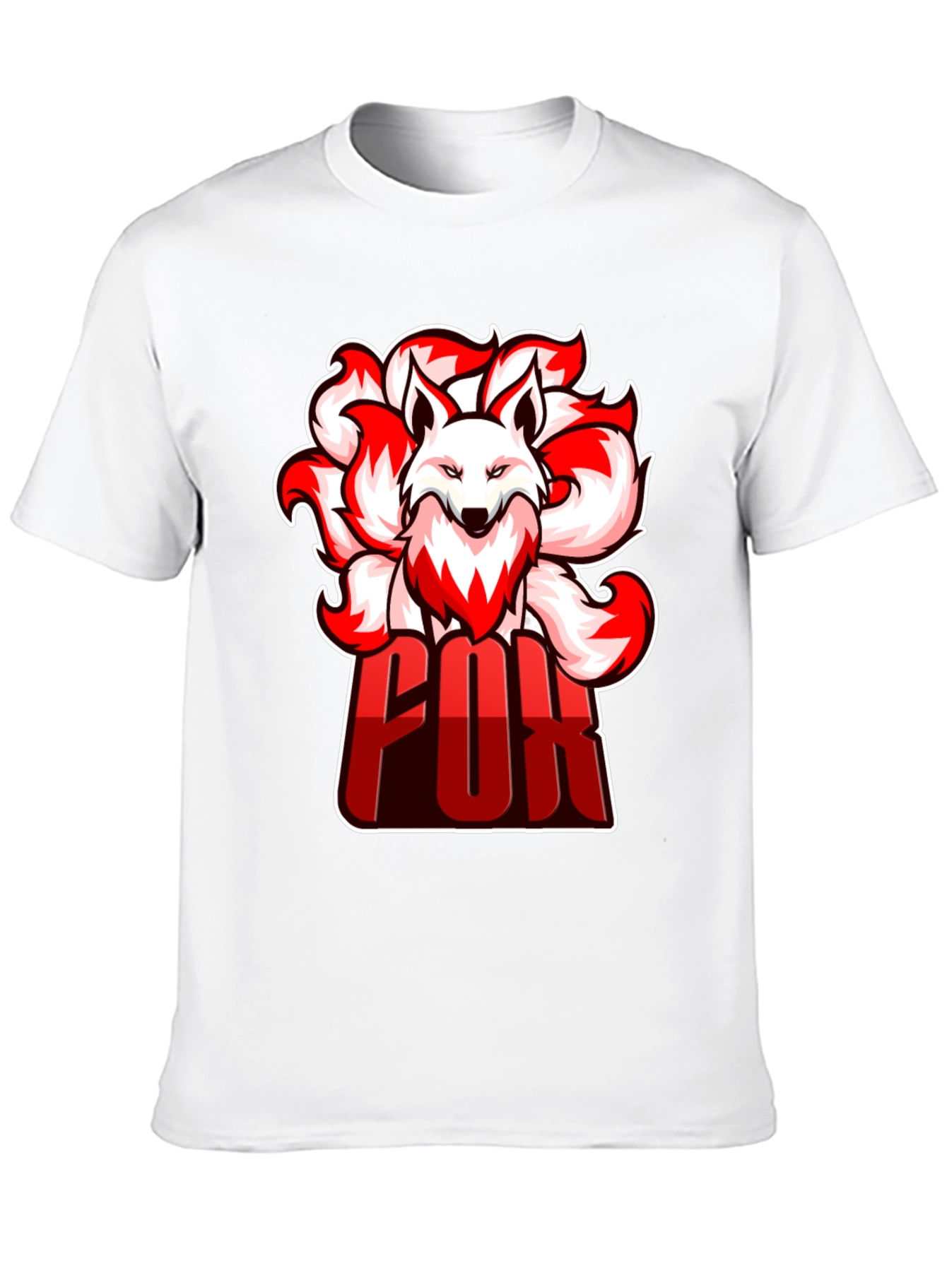 Cool Nine-Tailed Fox Graphic Tee - Black