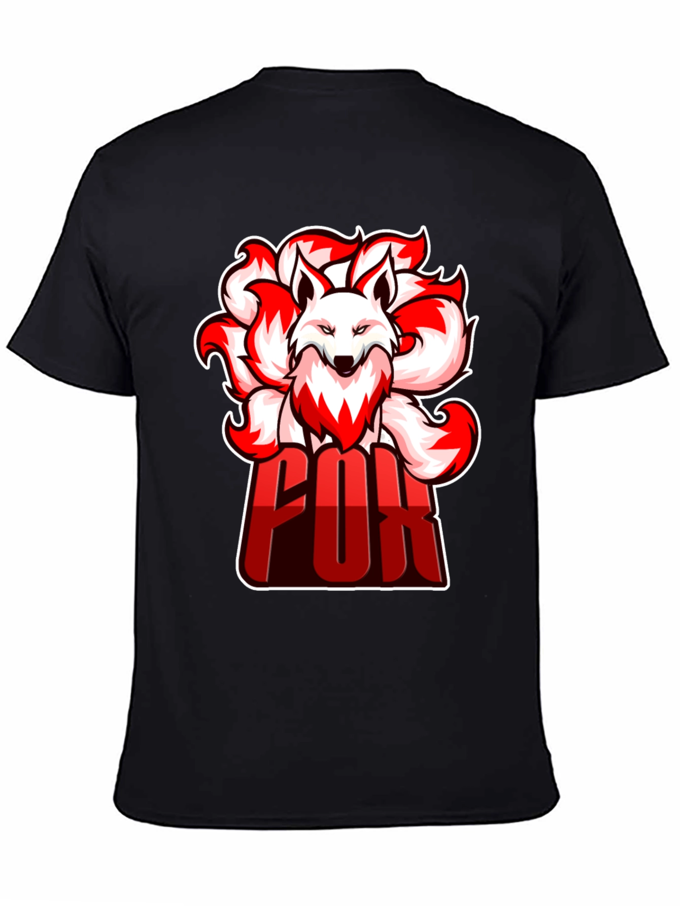 Cool Nine-Tailed Fox Graphic Tee - Black