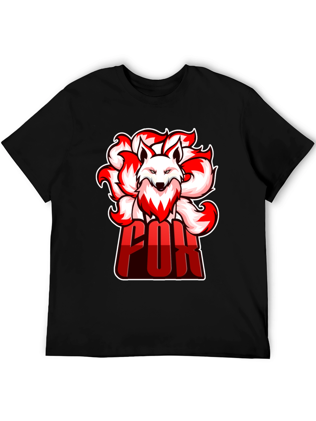 Cool Nine-Tailed Fox Graphic Tee - Black