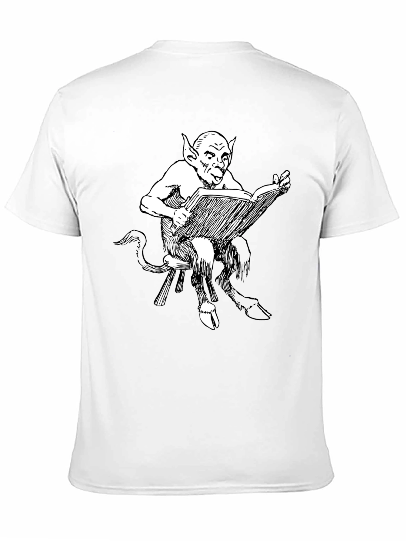 Satyr Reading Book Black T-Shirt