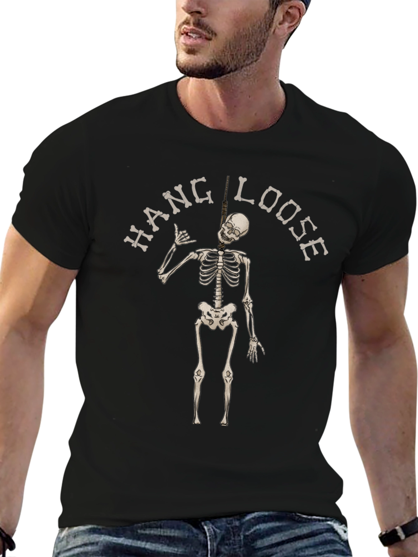 Hang Loose Skeleton Black T-Shirt