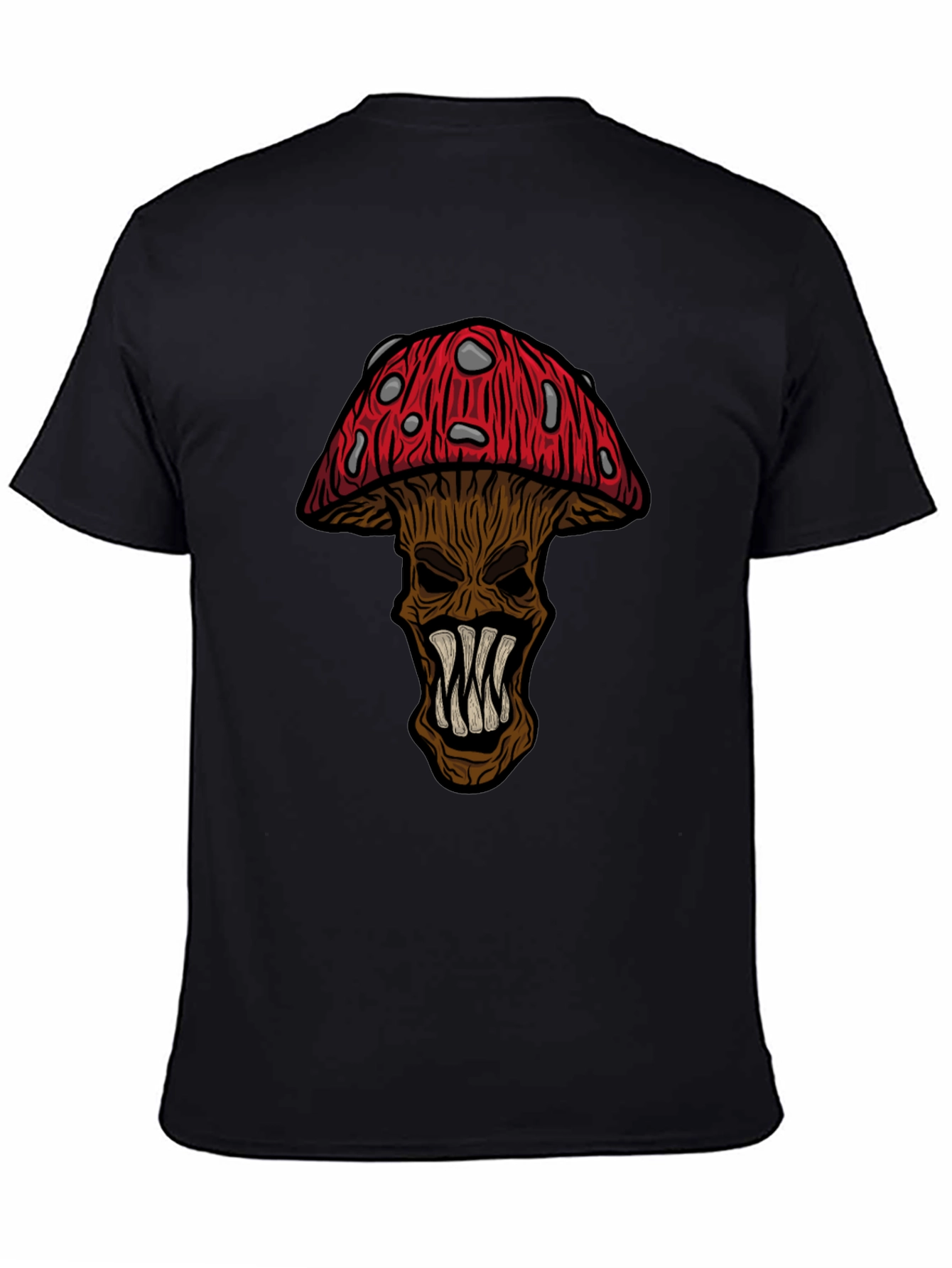 Monster Mushroom Graphic Tee - Black Cotton T-Shirt