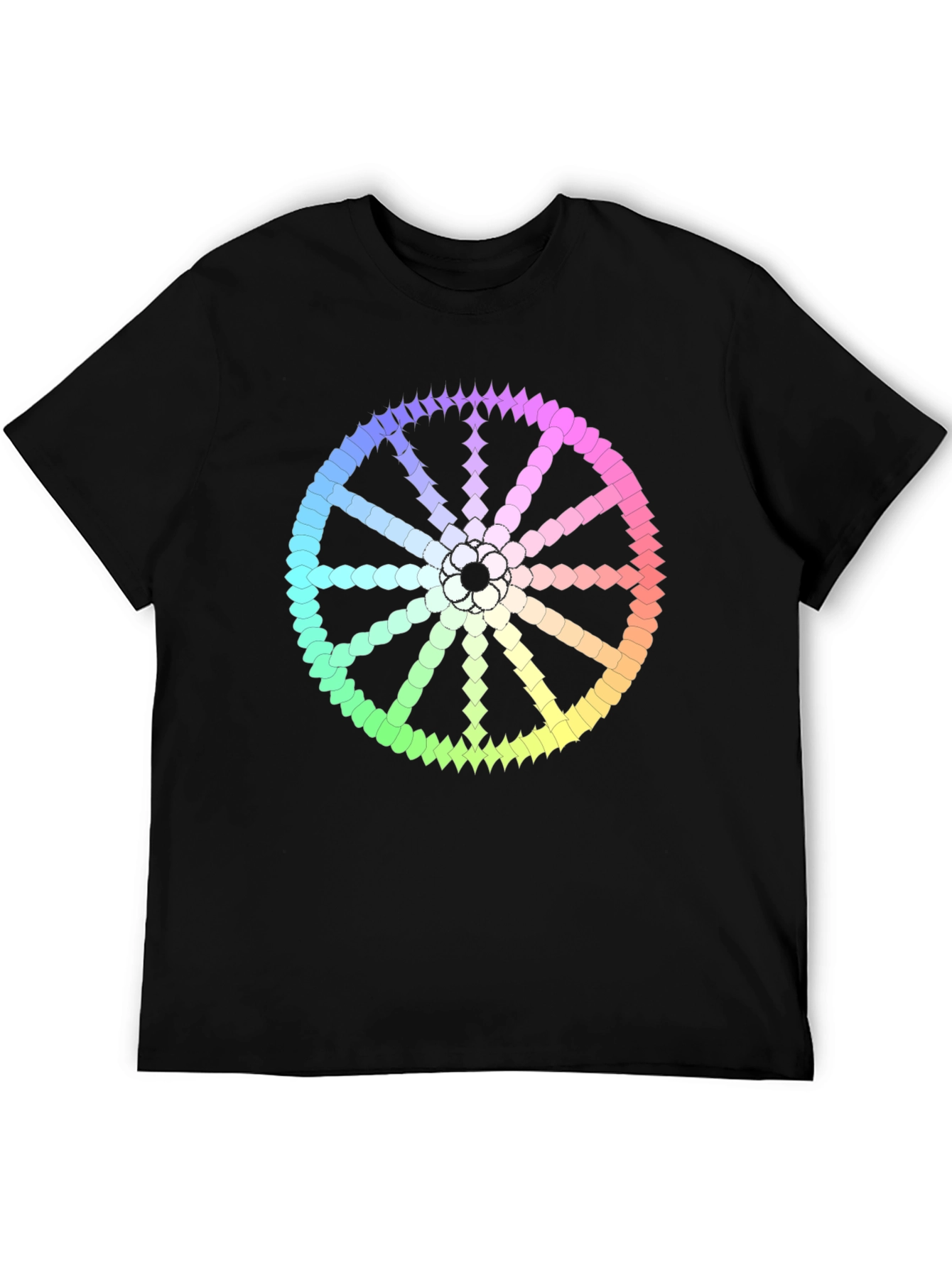 Rainbow Wheel Graphic Black Tee Shirt