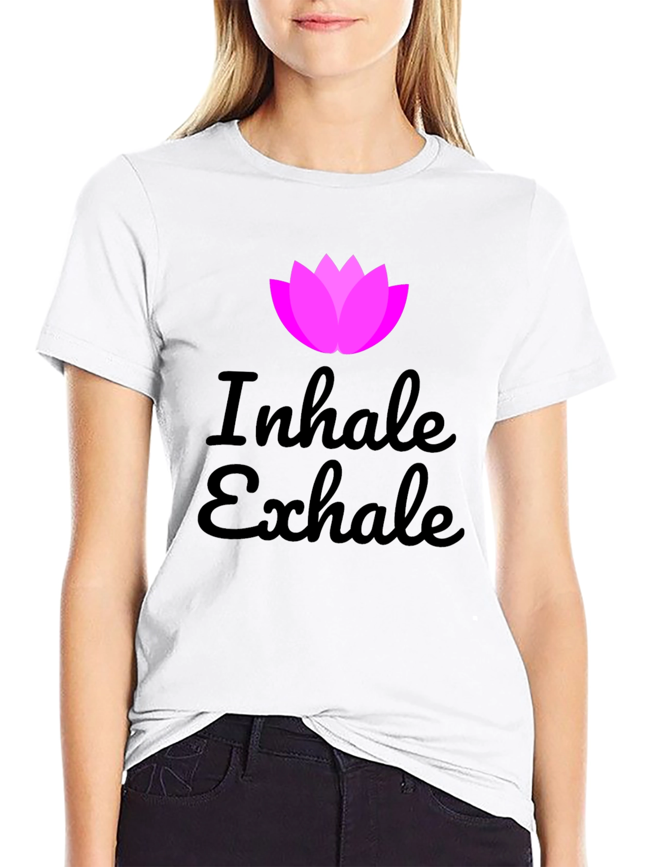 Inhale Exhale Lotus Graphic Black T-Shirt