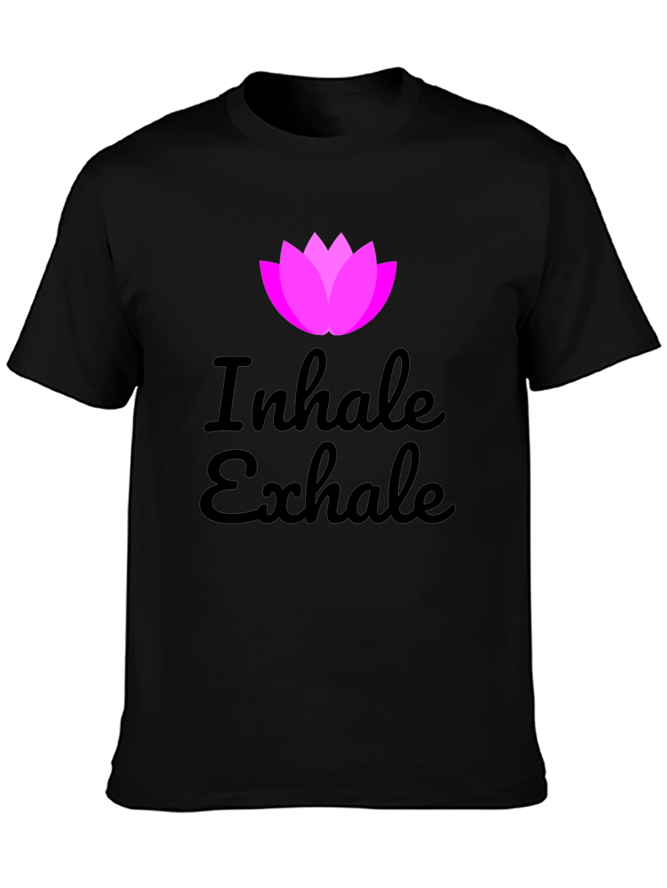 Inhale Exhale Lotus Graphic Black T-Shirt