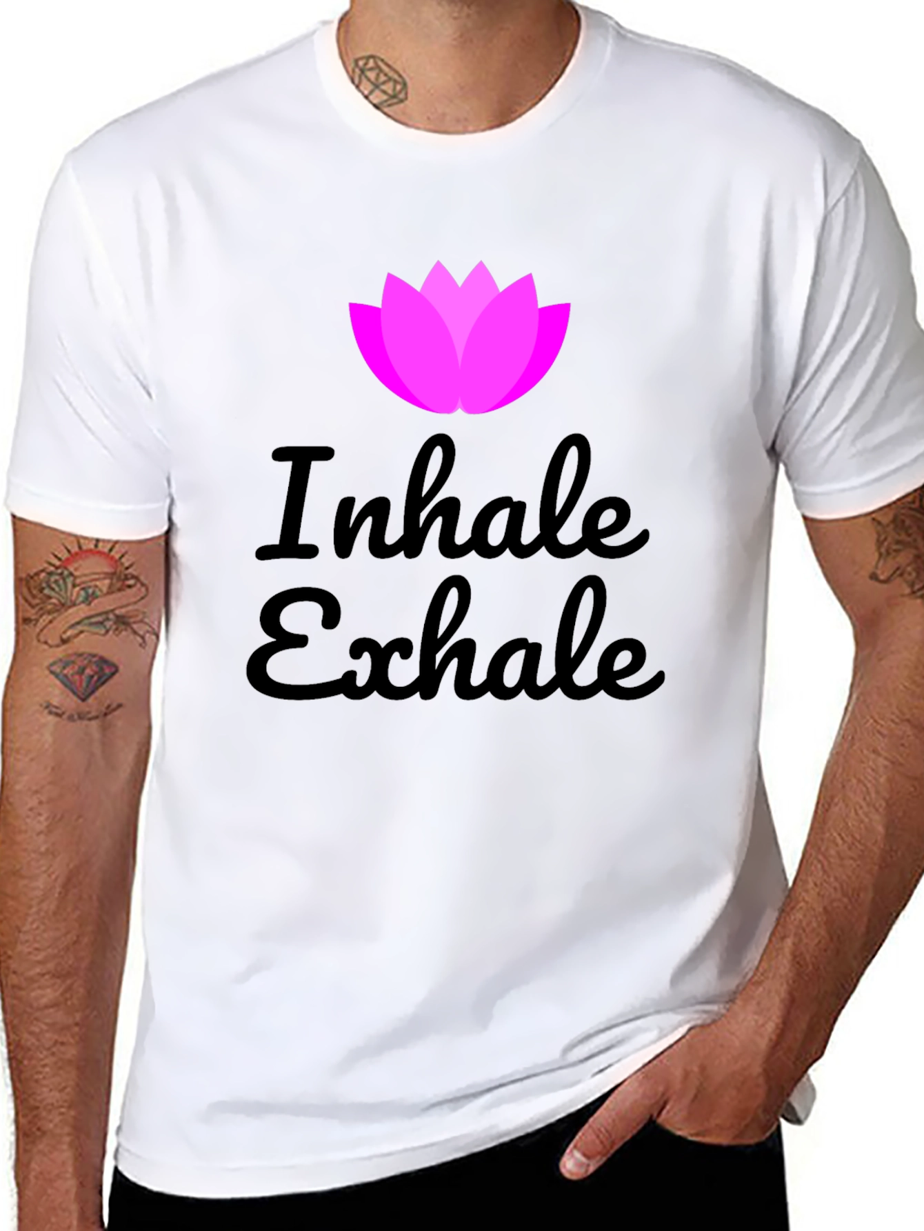Inhale Exhale Lotus Graphic Black T-Shirt