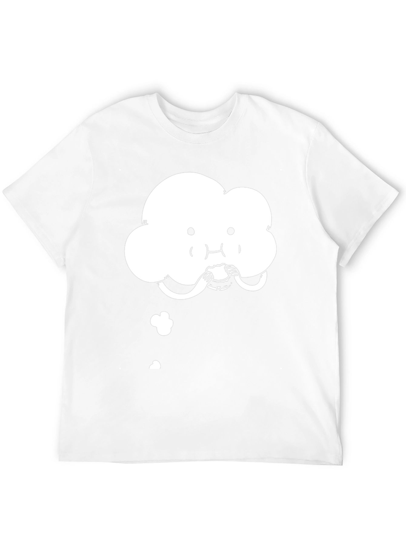 Cute Cloud Eating Burger Graphic Black T-Shirt