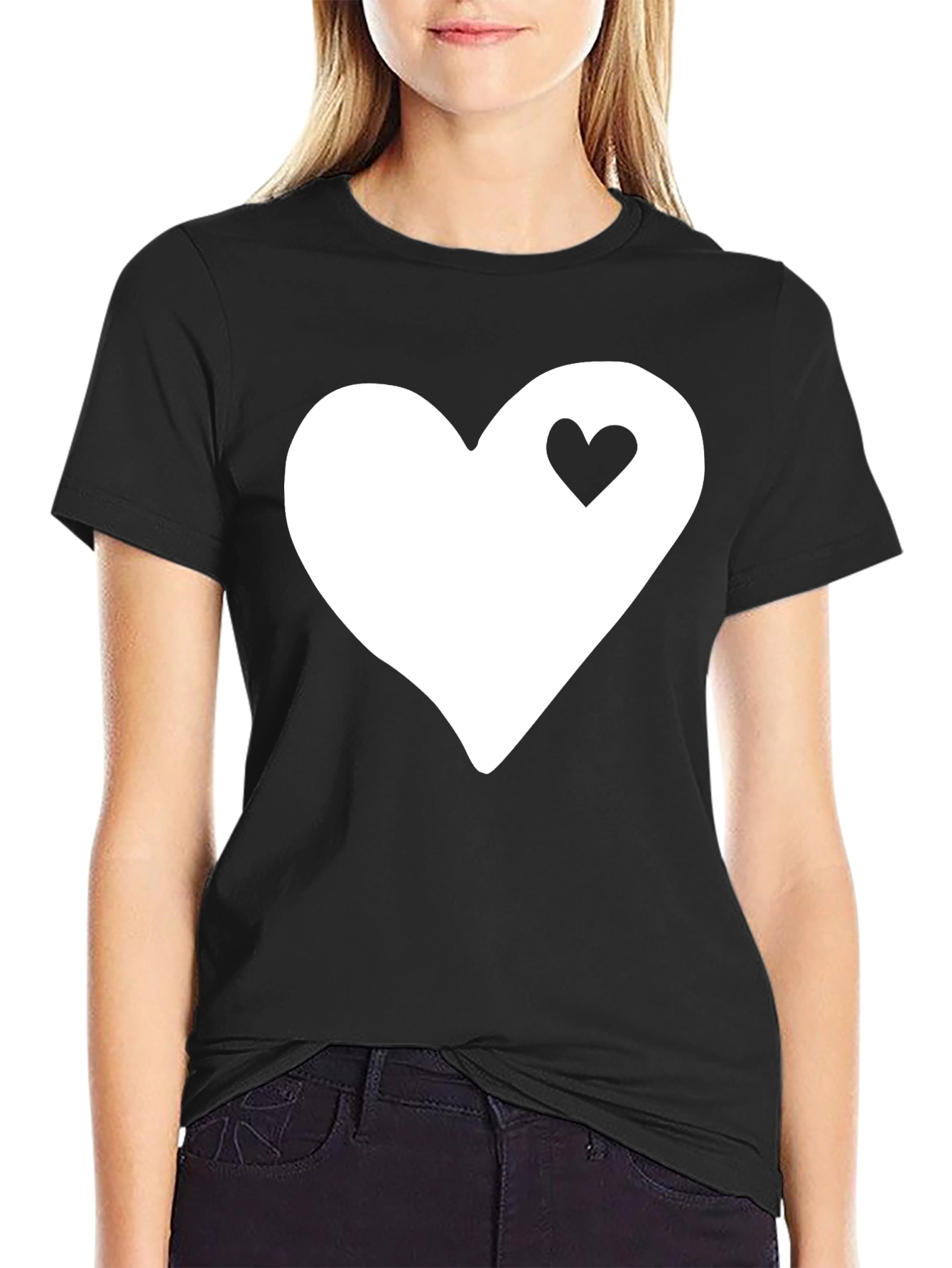 Heart Within Heart T-Shirt - Black