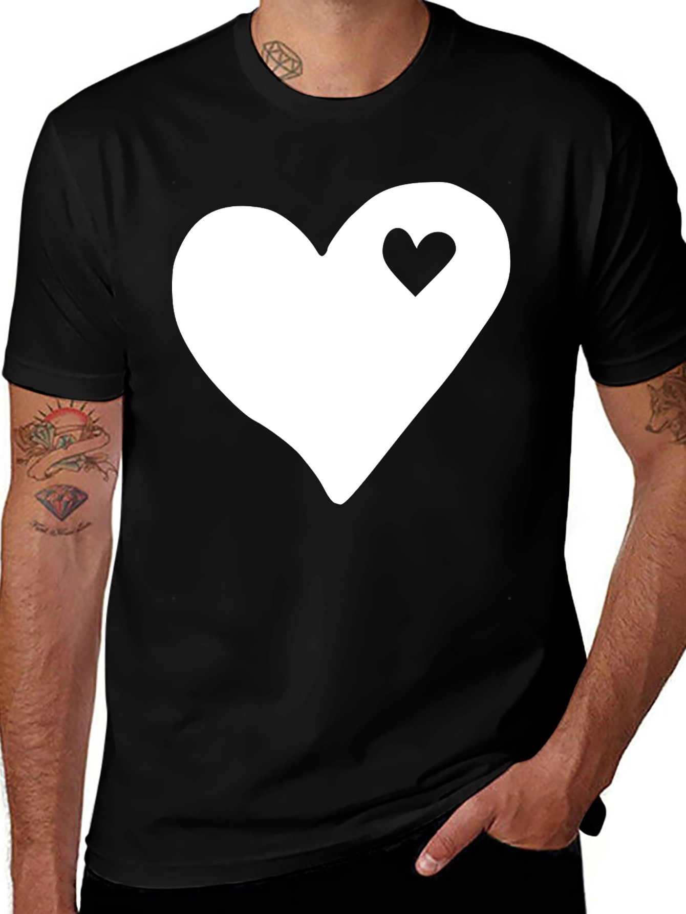 Heart Within Heart T-Shirt - Black