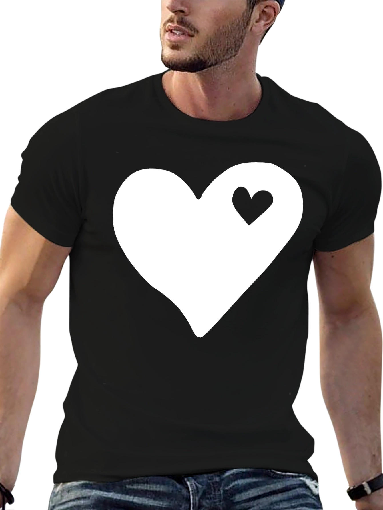 Heart Within Heart T-Shirt - Black