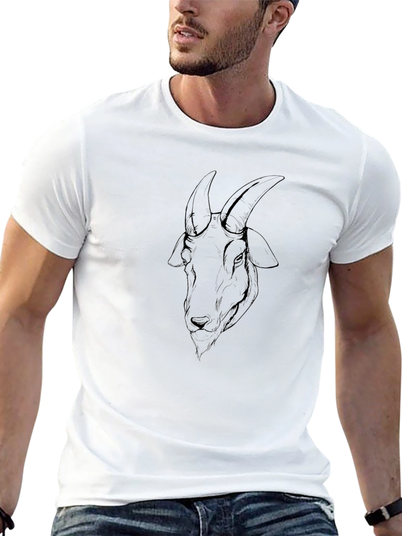 Black Goat Graphic Tee - Mens Casual Fashion