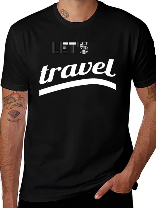 Lets Travel Black Graphic T-Shirt