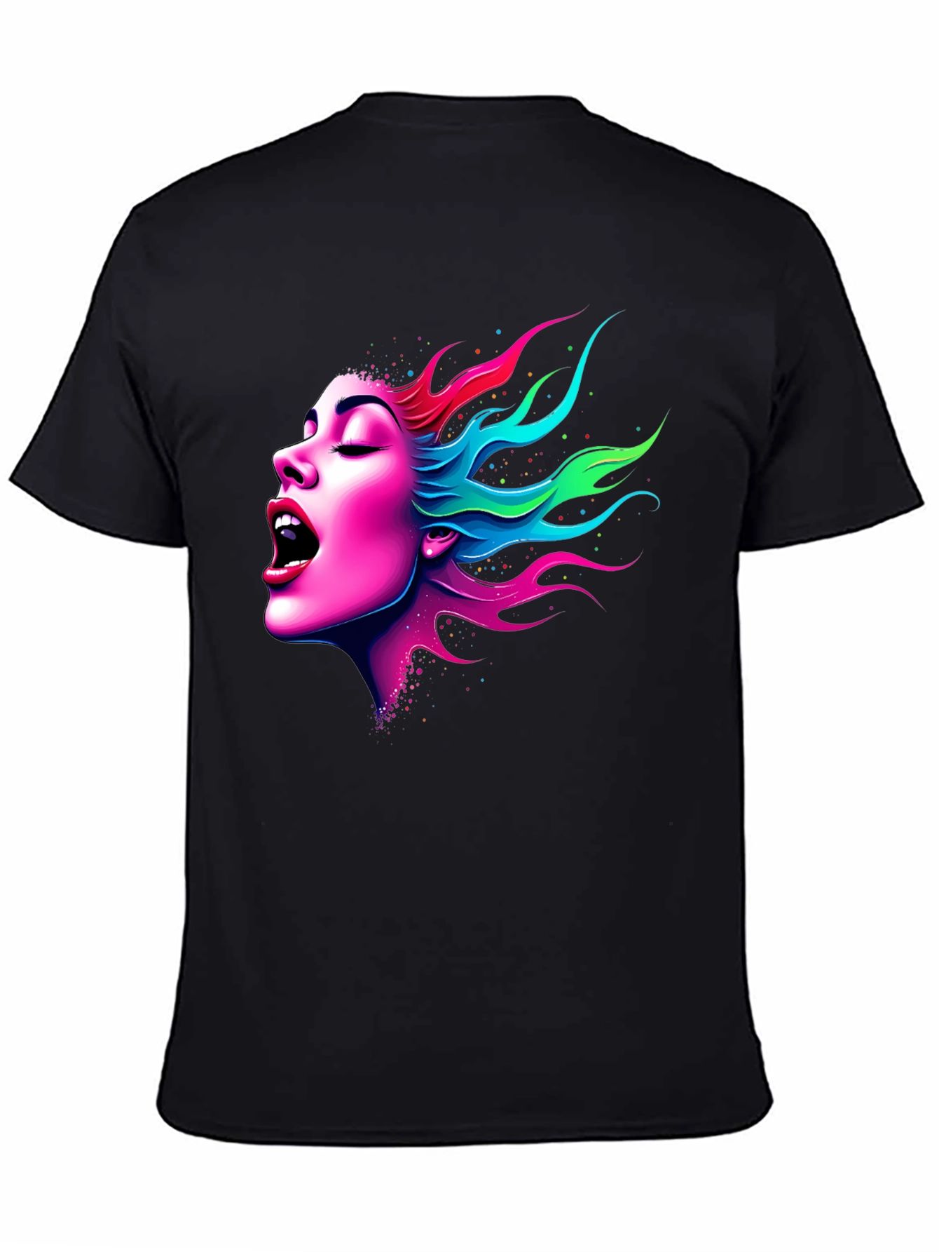 Vibrant Woman Graphic Tee - Soft Black Cotton