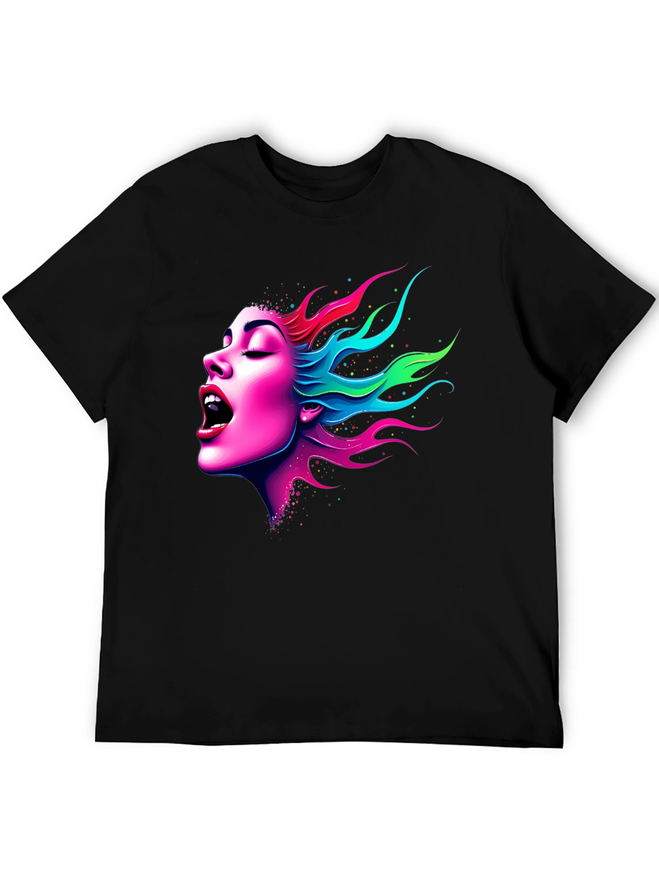 Vibrant Woman Graphic Tee - Soft Black Cotton