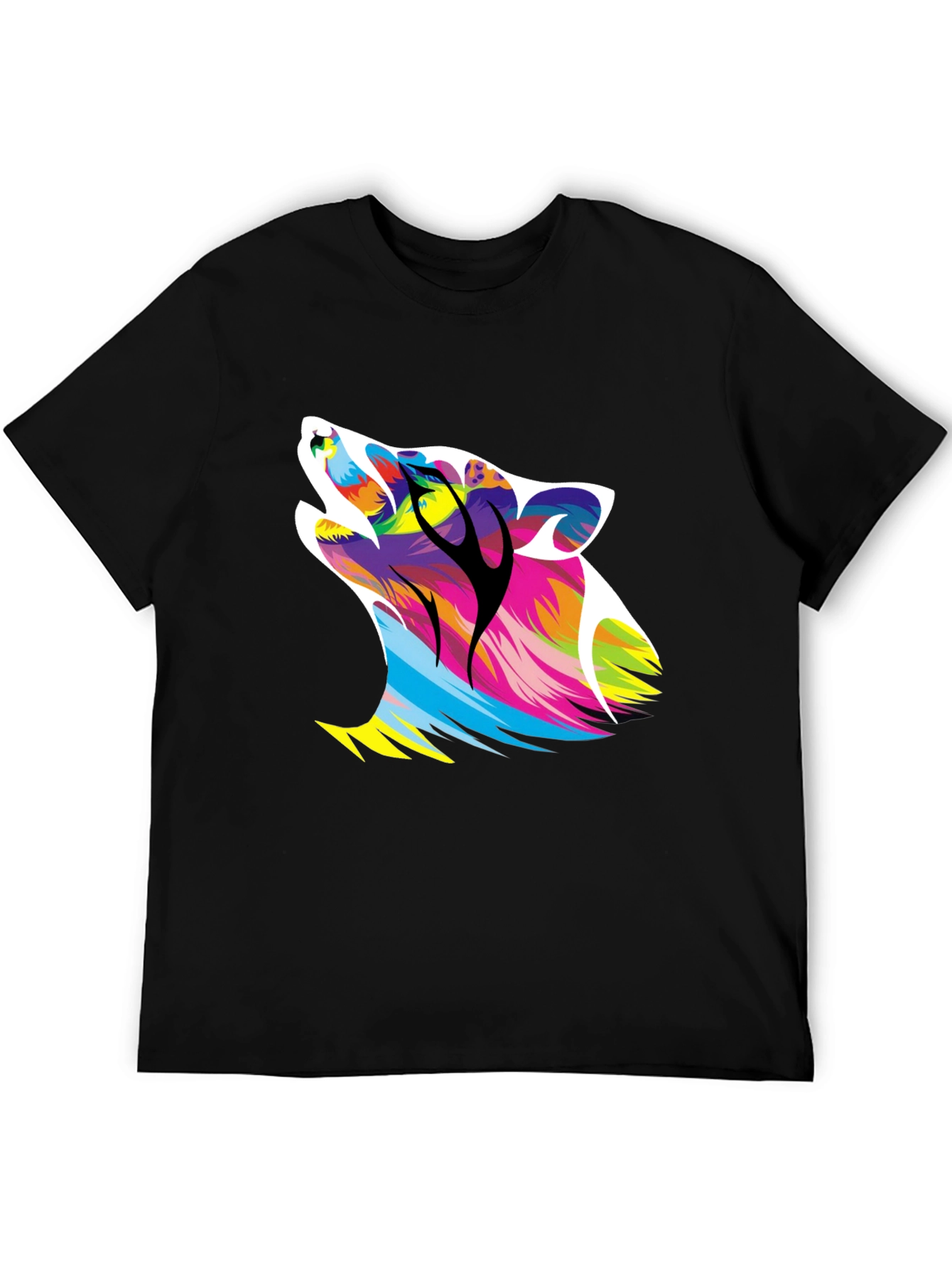 Bold Wolf Graphic Print Black T-Shirt