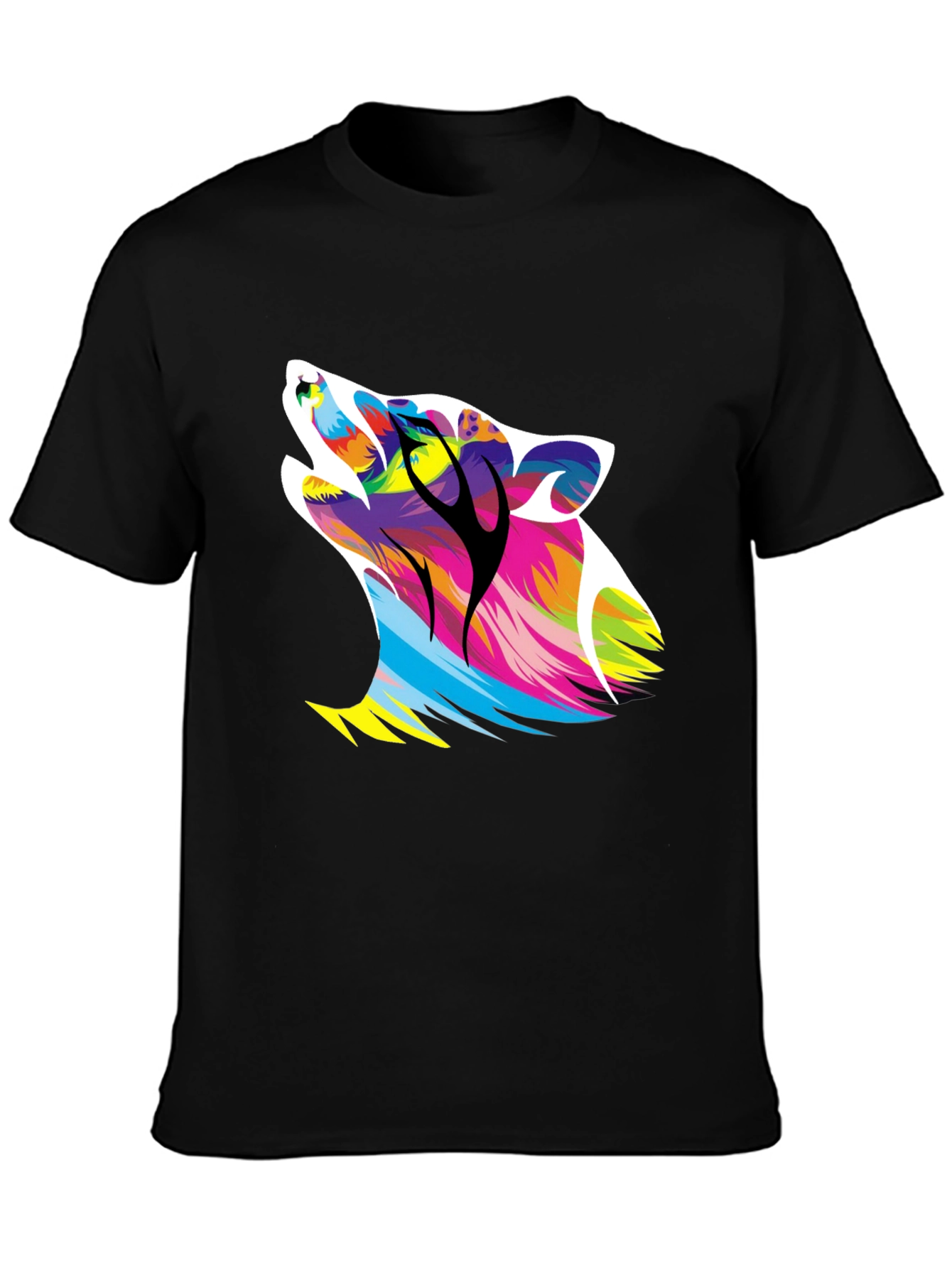 Bold Wolf Graphic Print Black T-Shirt