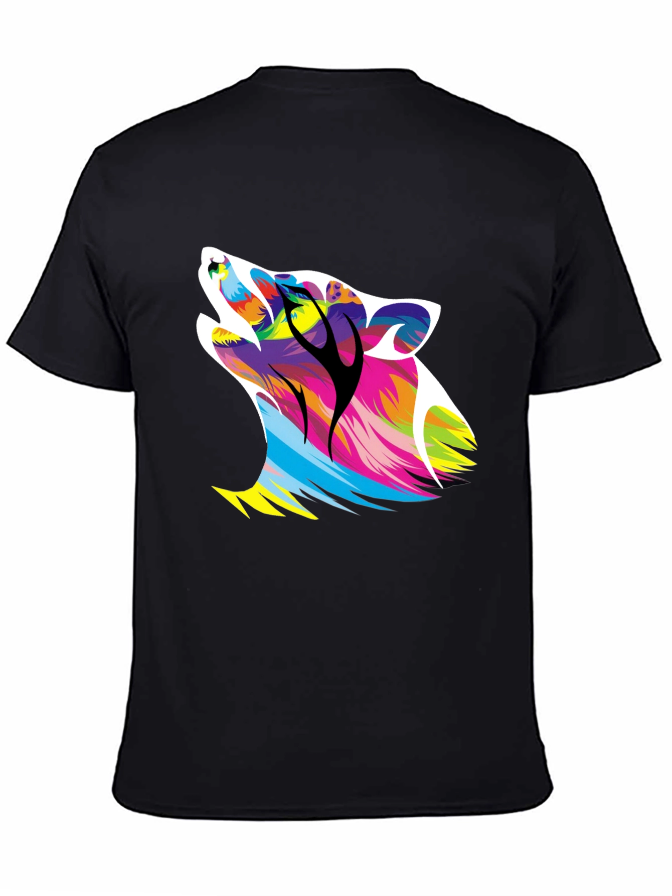 Bold Wolf Graphic Print Black T-Shirt
