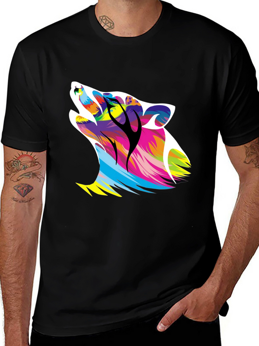 Bold Wolf Graphic Print Black T-Shirt