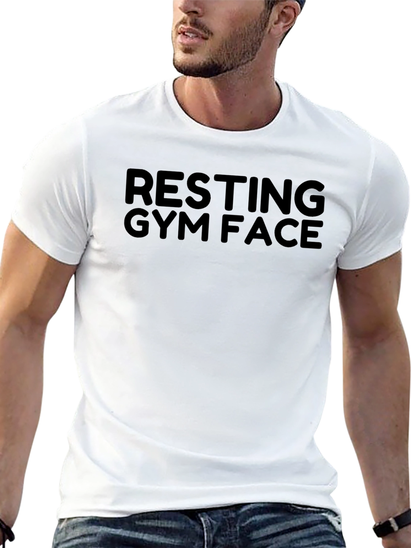 Resting Gym Face Graphic T-Shirt - Black