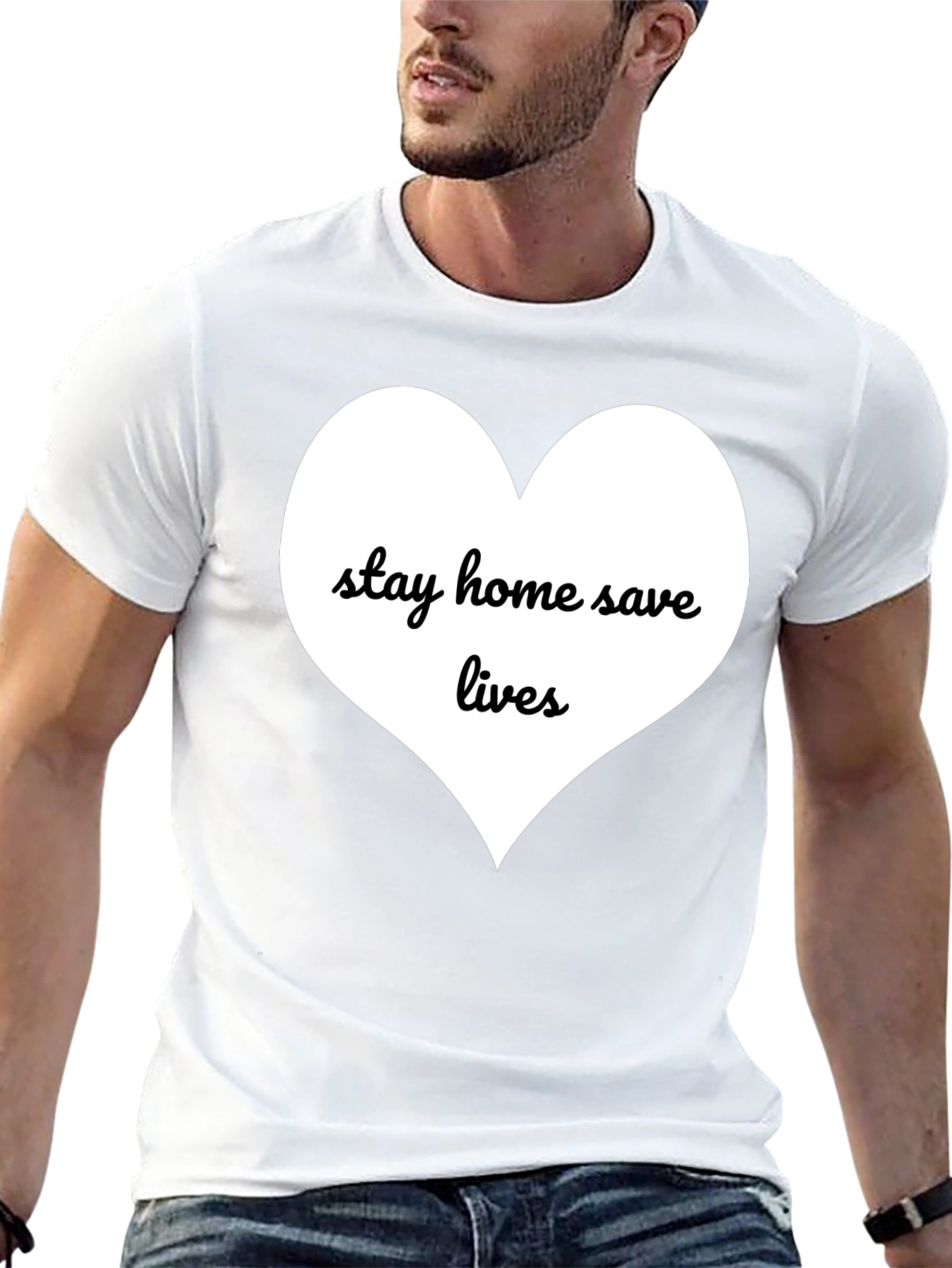 Stay Home Save Lives T-Shirt - Black Cotton Blend