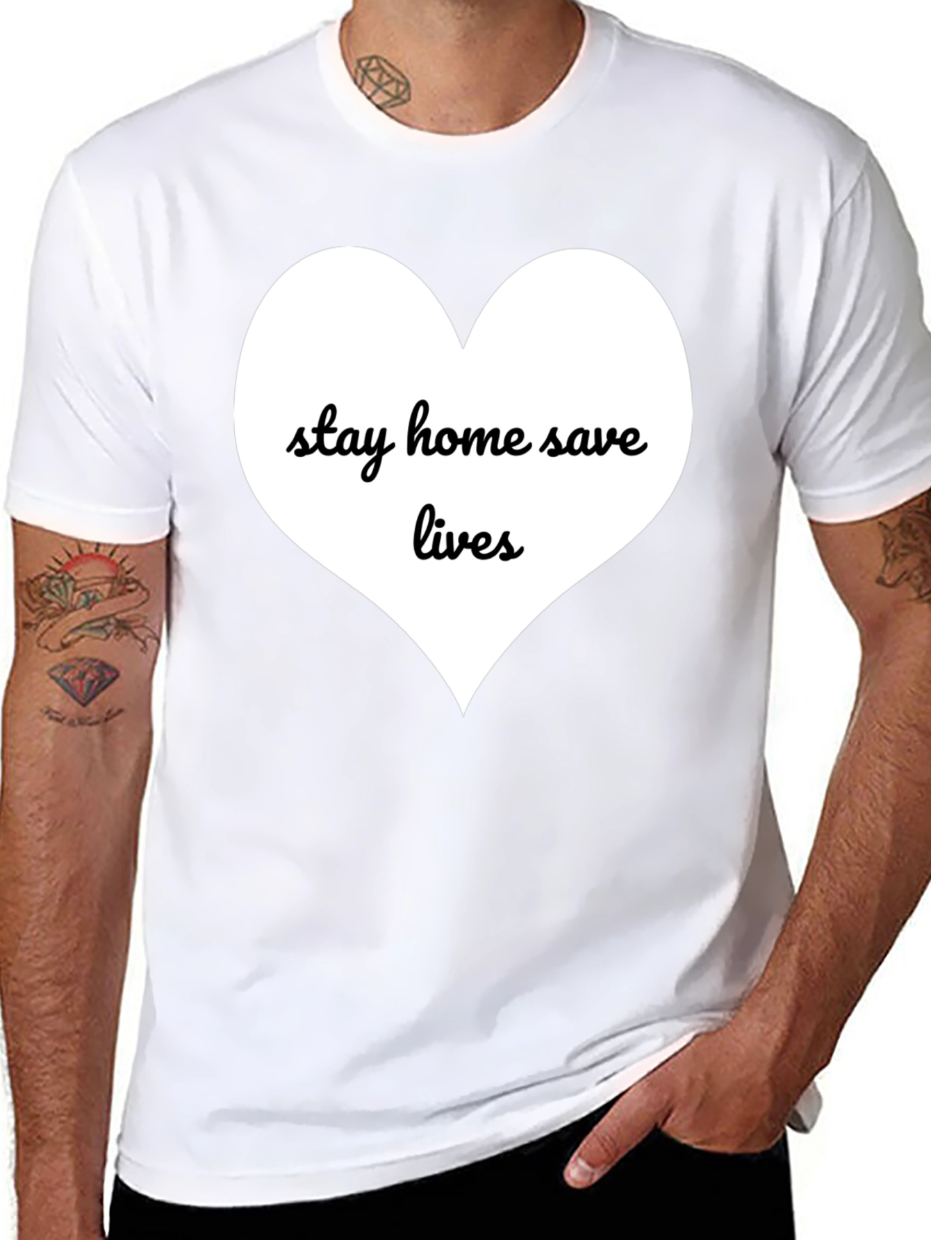 Stay Home Save Lives T-Shirt - Black Cotton Blend