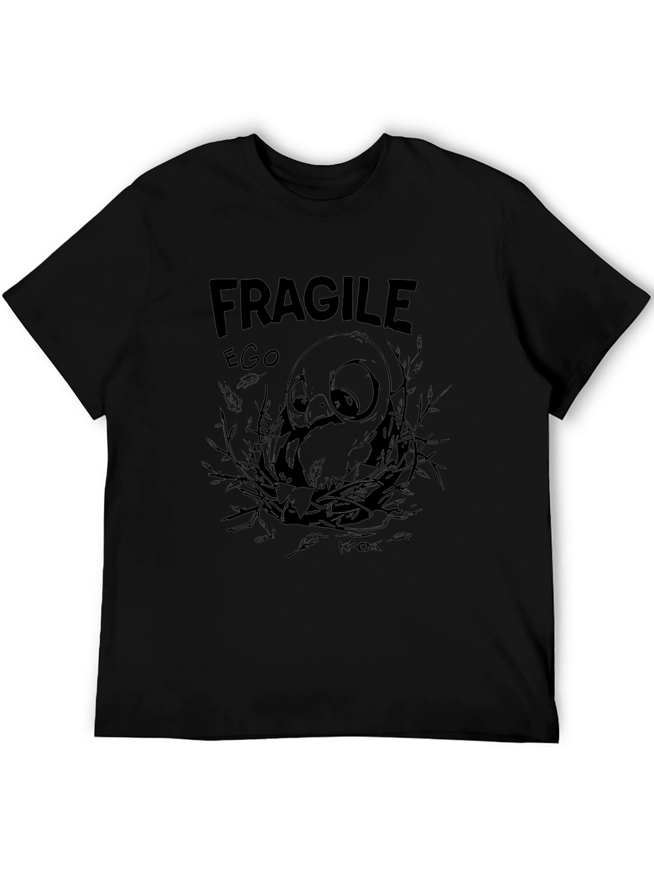 Fragile Ego Graphic Print Black T-Shirt