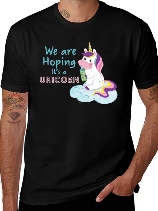 Unicorn Baby Shower T-Shirt - Hoping Its A Unicorn