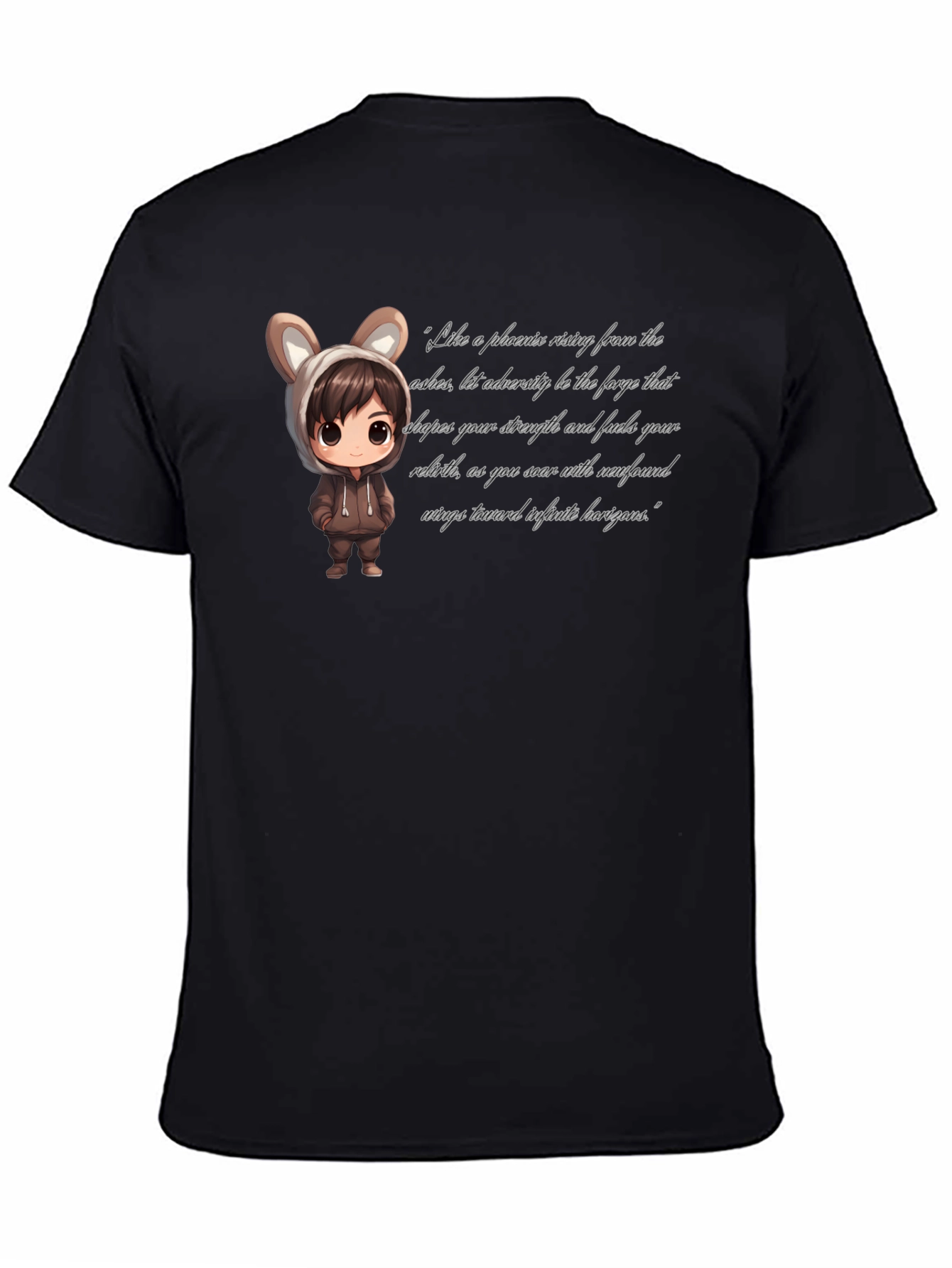 Stylish Black T-Shirt with Cute Anime Graphic