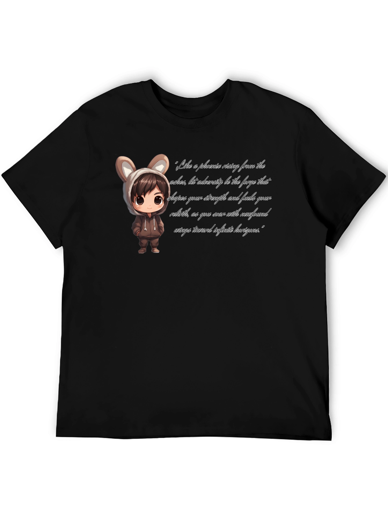 Stylish Black T-Shirt with Cute Anime Graphic