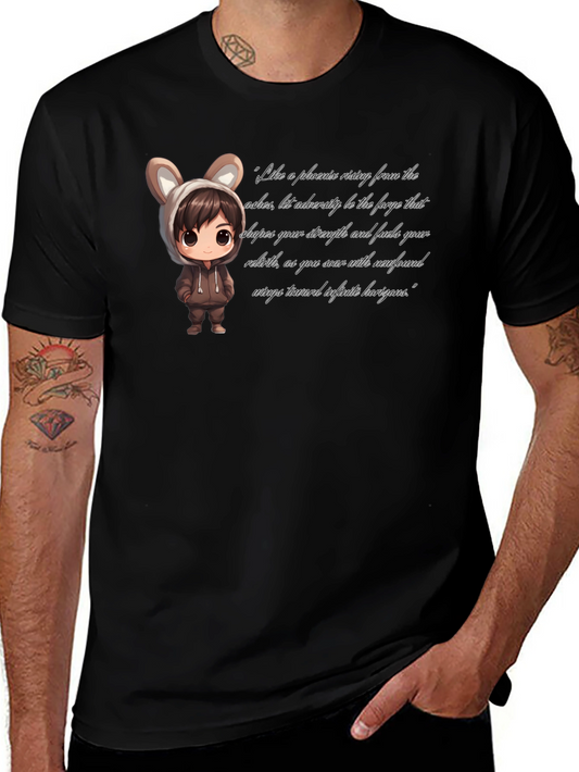 Stylish Black T-Shirt with Cute Anime Graphic