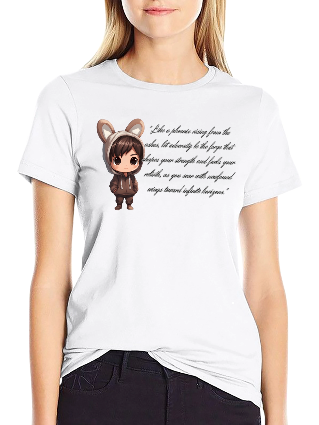 Stylish Black T-Shirt with Cute Anime Graphic