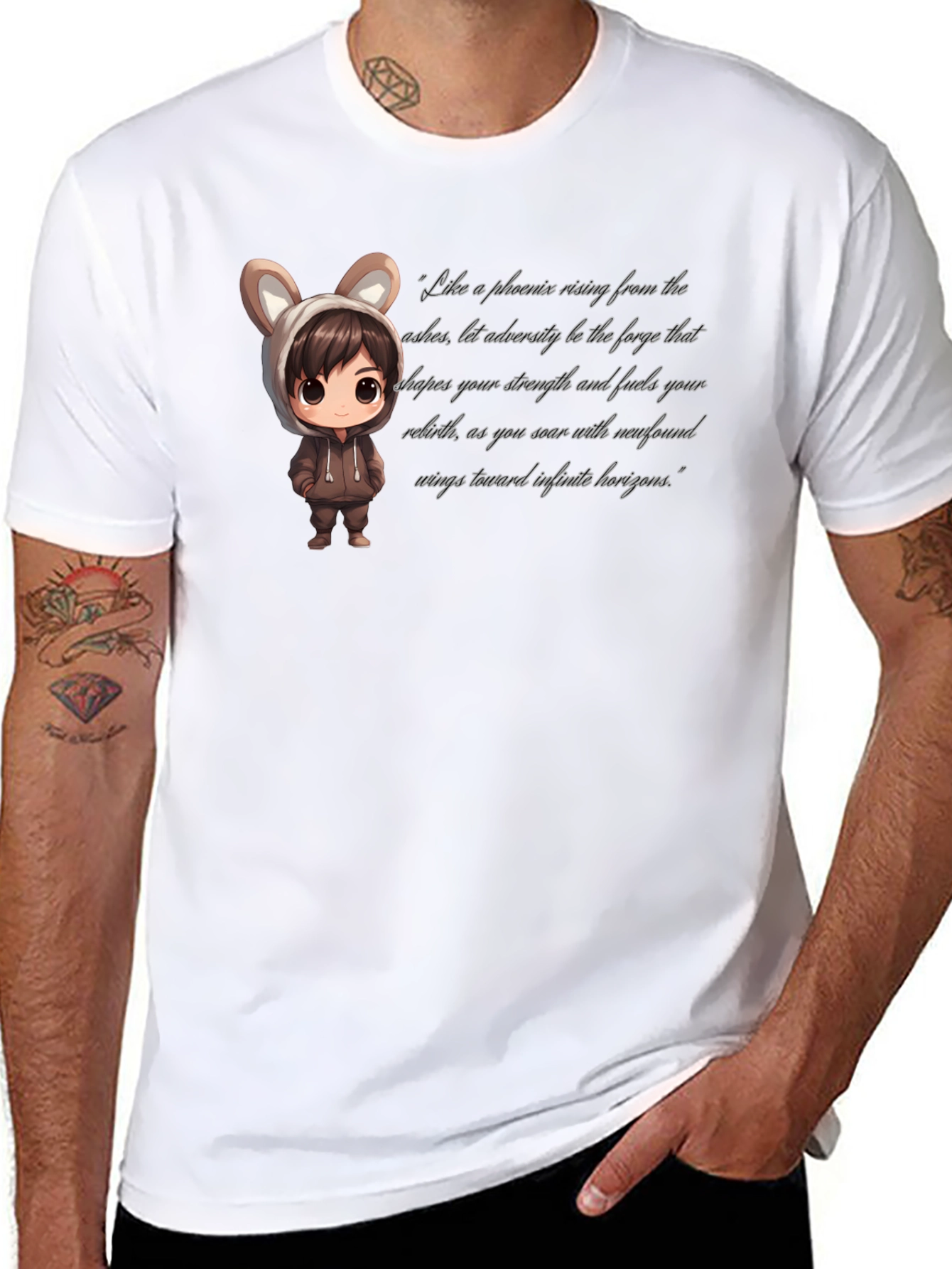 Stylish Black T-Shirt with Cute Anime Graphic