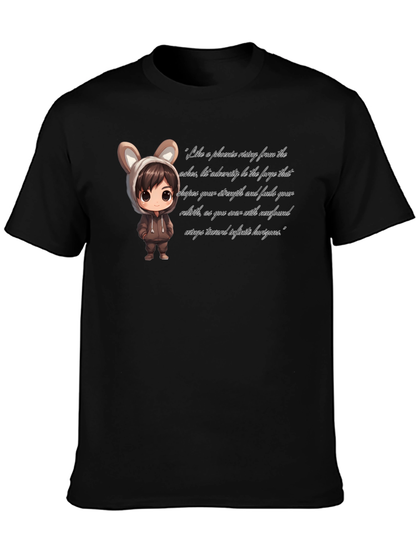 Stylish Black T-Shirt with Cute Anime Graphic